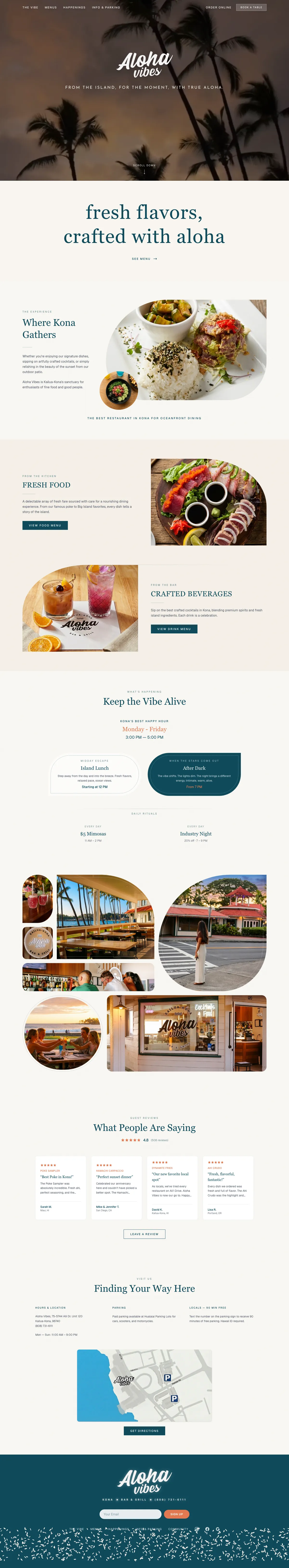 Home page of alohavibes.com, desktop capture
